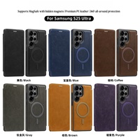 Étui de téléphone en cuir magnétique pour Samsung Galaxy S23 Ultra S25 Plus S24 Plus S26 Ultra, avec porte-cartes et rabat arrière
