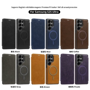 Étui de téléphone en cuir magnétique pour Samsung Galaxy <span class=keywords><strong>S23</strong></span> <span class=keywords><strong>Ultra</strong></span> S25 Plus S24 Plus S26 <span class=keywords><strong>Ultra</strong></span>, avec porte-cartes et rabat arrière - Product Image 3