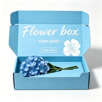 Boîtes d'emballage bleues pour fleurs, boîtes pliantes en carton ondulé pour l'expédition de bouquets, vente en gros, boîtes d'expédition personnalisées pour fleurs