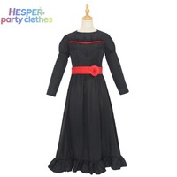 HESPER Conjing Doll Annabelle Halloween Horror White Dress Cosplay Costume Long Sleeve Female Performer Set for Adults and Girls