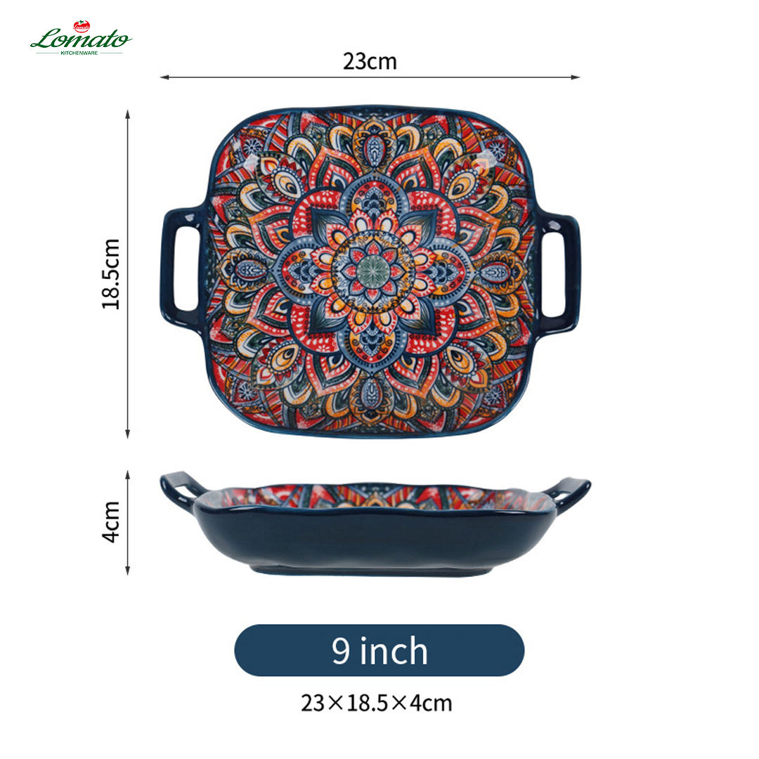 9-inch double-handle square plate