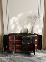 Console d'entrée en bois massif de style italien, meuble de rangement mural de luxe léger, buffet design pour salon de villa