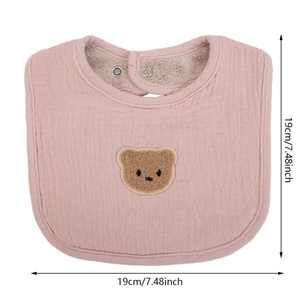 Baberos de <span class=keywords><strong>Toalla</strong></span> de Algodón Orgánico Muslin con Bordado de Oso para Bebé, Tipo Bandana en Forma de U, Suaves, Venta al por Mayor de Fábrica - Product Image 4