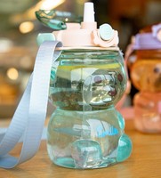 Bouteille d'eau d'été en gros pour étudiants, grande capacité, en plastique, mignonne, portable, avec paille, pour enfants