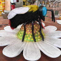 Statue d'abeille animatronique géante de 2 m - Modèle d'insecte réaliste avec lumière LED et son pour la décoration de jardin extérieur