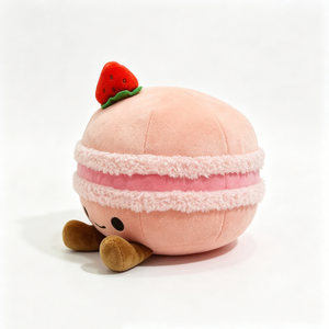 Peluche Personalizado de Macaron de Fresa, Adorable Peluche con Temática de Postre con Cobertura de Fresa, Cara y Patas Sonrientes - Product Image 1