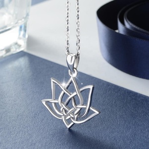 925 joyas <span class=keywords><strong>de</strong></span> plata esterlina <span class=keywords><strong>om</strong></span> loto flor colgante collar - Product Image 4