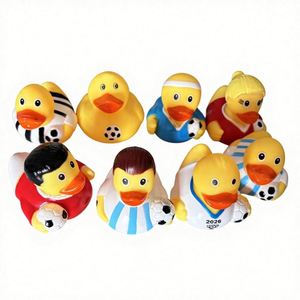 Wholesale Customized 2026 Football Cup Cartoon Bath Clean Water <b>Spraying</b> Promotion Plastic Vinyl <b>Rubber</b> Duck Toy - Product Image 5