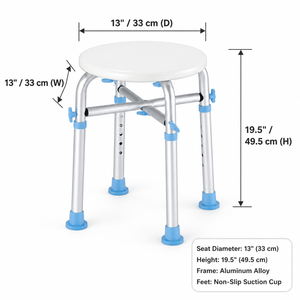 Taburete de Ducha Resistente, Asiento Redondo Grueso Azul, Patas Antideslizantes, Patas Ajustables de Aluminio, Silla de <span class=keywords><strong>Baño</strong></span> - Product Image 2