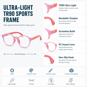 Monturas <span class=keywords><strong>de</strong></span> Gafas Infantiles Ligeras, Cuadradas y Ovaladas, con <span class=keywords><strong>Lentes</strong></span> <span class=keywords><strong>de</strong></span> PC y Estuches para Gafas, para Uso Diario - Product Image 2
