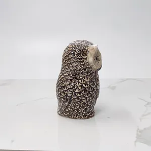 2021 New Design Cute Hand-Printing Small Pottery Owl Sculpture Figurines Ceramic Owl Statue