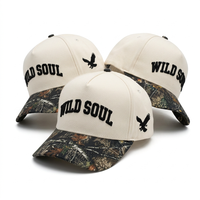 Gorra de Béisbol Personalizada con Bordado 3D, 5 Paneles, Dos Tonos, Visera de Camuflaje Crema, Sarga de Algodón, Corona Alta Estructurada, Visera Curva, Gorras