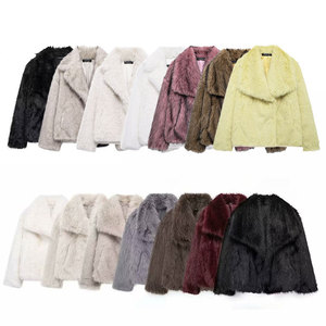 Nueva Chaqueta corta con <span class=keywords><strong>efecto</strong></span> de piel artificial de otoño e invierno con solapa de manga larga con cierre de botón para ropa informal - Product Image 4