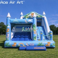 Château gonflable portable Jungle Animal avec toboggan et mur d'escalade pour enfants, idéal pour les jeux intérieurs, les jardins et les parcs de trampolines