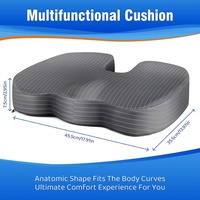 Coussin de siège en mousse à mémoire de forme pour le coccyx, support de bureau, lavable, portable, soulagement des douleurs sciatiques et dorsales, housse rayée confortable