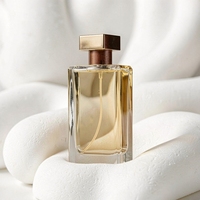 Flacon pulvérisateur de parfum rectangulaire en verre givré de luxe vide, personnalisé, 50 ml, 100 ml, avec emballage et gravure à l'acide
