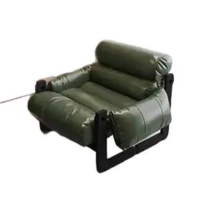 Sillón de Cuero Estilo Vintage Reclinable para Sala de Estar, Estructura de Madera Maciza, Tapicería de Cuero Marrón - Product Image 5