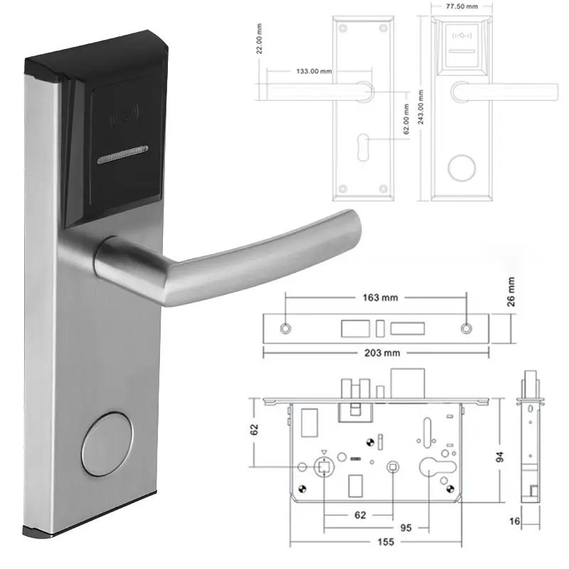 Delphp kunci hotel Baja tahan karat, kunci kartu RFID pintar tahan lembab Anti karat 304 klasik untuk hotel