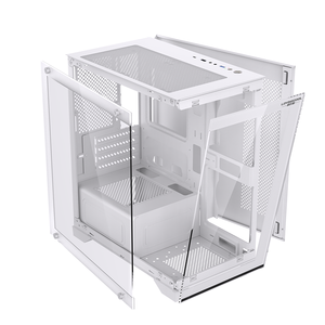 Lovingcool Caixa do PC computador central torre Alta Fluxo de Ar Perfurado Vidro Temperado Frente / Side Painel <span class=keywords><strong>Gamer</strong></span> Case - Product Image 4