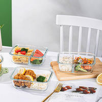 Boîte à lunch en verre borosilicate de haute qualité, boîte bento domestique, bol de conservation avec couvercle, récipient compatible micro-ondes, boîte hermétique pour réfrigérateur