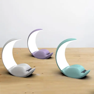 แฟชั่นรูปดวง<span class=keywords><strong>จันทร์</strong></span>มัลติฟังก์ชั่น<span class=keywords><strong>เพลง</strong></span>ไฟ LED ลําโพงฟันสีฟ้าพร้อมที่วางโทรศัพท์ - Product Image 2