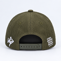 Casquette en velours côtelé vert olive avec broderie 3D montagne, patch structuré, réglable, pour homme et femme, idéale pour la randonnée et les voyages