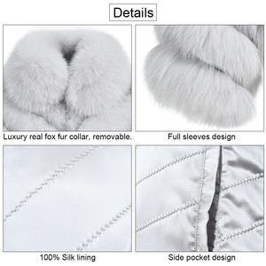 Commercio all'ingrosso Double-face Wear Anti-restringimento colletto rimovibile donna tessuto di seta giacche reversibili inverno vera <span class=keywords><strong>pelliccia</strong></span> di volpe cappotto corto - Product Image 5