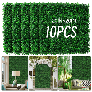 10 panneaux muraux en herbe, haie artificielle anti-UV en buis, toile de fond en herbe artificielle sans odeur pour l'intimité, décoration d'anniversaire et de mariage - Product Image 1