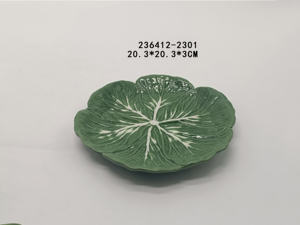 DSX <span class=keywords><strong>Assiette</strong></span> à salade en céramique peinte à la main motif <span class=keywords><strong>feuille</strong></span> <span class=keywords><strong>de</strong></span> chou en relief bol personnalisé - Product Image 3