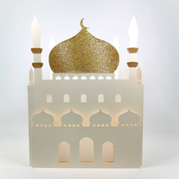   Ensemble de 6 décorations en carton DIY pour enfants, cadeaux Eid Mubarak, en forme de mosquée, avec paillettes