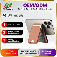 Dompet Kartu Kredit Kulit PU Magnetik dengan Logo Branding Kustom, Tipis, Aman, dan Dapat Digunakan Sebagai Penyangga Ponsel 2 in 1
