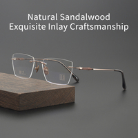 Lunettes de vue sans monture en titane de qualité supérieure, fabriquées à la main, unisexes, pour affaires, classiques, durables, forme visage diamant