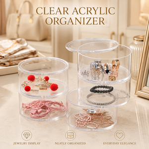 360° Rotating Acrylic <b>Cosmetics</b> <b>Storage</b> Box, Dustproof Display Organizer for Bedroom Vanity, Jewelry & Lipstick Holder - Product Image 1