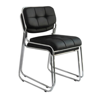 Chaise de bureau ergonomique moderne de haute qualité à dossier bas, pieds fixes, structure métallique, sans accoudoirs, en cuir PU, empilable, pour salle de réunion et conférence