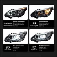 Pour BMW Série 5 E60 (2003-2010) – Phare avant à LED double faisceau avec lentille Angel Eye modifiée et clignotants 12V