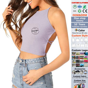 JL1112B Sales Sexy gilet senza schienale da donna con cinturino incrociato sportivo canottiera da donna corta canotta - Product Image 1
