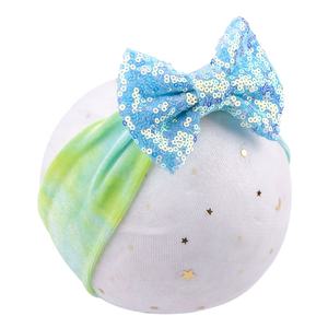 Ziming الاطفال 4 بوصة الترتر القوس و التعادل نسيج مصبوغ القوس رباط رأس مطاطي متعددة الألوان الأطفال هيرباند السائبة بيع - Product Image 1