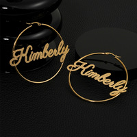 Pendientes de Acero Inoxidable con Número Recortado, Personalizados con Nombre en Inglés, Acabado Mate, para Mujer, Regalo