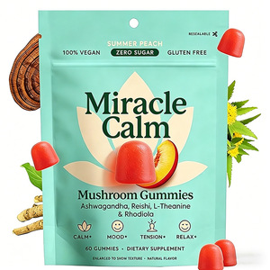 Gummies aux champignons Miracle Calm saveur pêche, sans sucre, véganes, OEM, marque privée, vente en gros pour le soutien du calme et <span class=keywords><strong>de</strong></span> <span class=keywords><strong>l</strong></span>'humeur - Product Image 5
