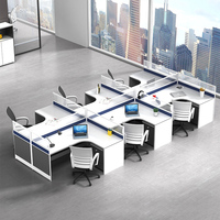 Bureau de direction modulaire en bois moderne et simple, combinaison de bureaux pour 4 personnes, chaise de bureau, cloison de bureau pour 6 personnes, mobilier de bureau