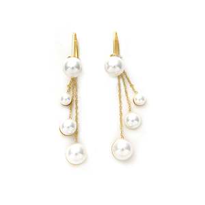 ต่างหูมุก สแตนเลส 316L ชุบทอง PVD ทนทาน รูปทรงหยดน้ำ - Product Image 1