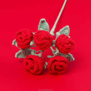 Nhân Tạo Móc Hoa Trang Trí Handmade Dệt Kim Đa Đầu Crochet Bong Bóng Rose - Product Image 2