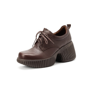 Zapatos de Cuero Genuino Hechos a Mano, Diseño Cuadrado Simple, Color Sólido, Elegantes, Largos, Antideslizantes, Impermeables, Duraderos, Retro, Casuales, Gruesos - Product Image 2