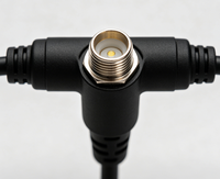 Connecteur étanche IP67 surmoulé M19, prise mâle-femelle en nylon à double sortie latérale pour applications marines et énergies nouvelles