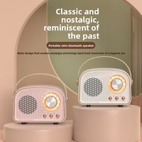 Haut-parleur portable de bureau stéréo sans fil BT5.3 avec subwoofer rétro en plastique, design esthétique, petite taille, sortie 5W