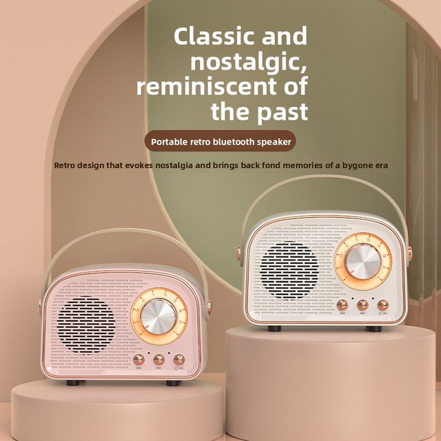 Wireless for BT5.3 Stereo Desktop Portable Subwoofer Retro for Speaker Plastic High Color Value Small Stereo 5W Output