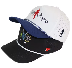 Gorra de Béisbol Deportiva Personalizada de Nylon Vintage de 5 Paneles, Impermeable, con Perforaciones Láser, Bordado y Hebilla Dorada de Cobre, con Soporte para Tees de Golf - Product Image 6