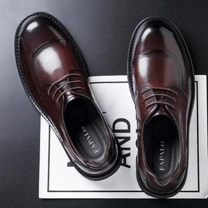 Chaussures en cuir pour hommes de luxe originales 2025, à bout carré, respirantes, à lacets, avec empeigne en cuir VALENTINA - Product Image 1