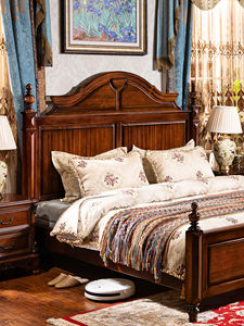 Lit King Size en Bois Massif Sculpté <span class=keywords><strong>de</strong></span> Style Vintage Américain Shengdibojue Premium 1,8 m Lit Double Confortable <span class=keywords><strong>de</strong></span> Luxe <span class=keywords><strong>pour</strong></span> Chambre Principale - Product Image 2