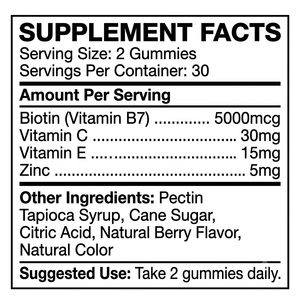 OEM ODM ไบโอตินกัมมี่ GMP ฮาลาล 60 เม็ด 5000mcg ต่อหนึ่งหน่วยบริโภค พร้อมวิตามินซี อี และซิงค์ - Product Image 4